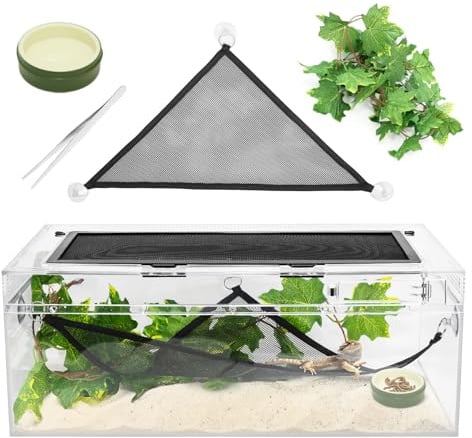 Reptile PC Terrarium 24x49x20cm Spider Amphibians Starter Tank Gecko Tank | Top Lid Leopard Gecko,Tarantula Cage Hermit Crab Habitat, Lizard Enclosure,Insect Tank,Jumping Spider,Large Isopod Terrarium