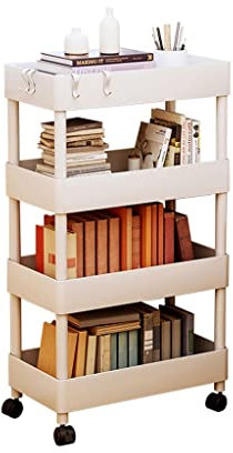 IMEITE Book Shelf Bookshelf Four-layer Shelf Floor-to-ceiling Wheeled Movable Household Trolley Under The Desk To Store Small Bookcase Cube Storage Organizer