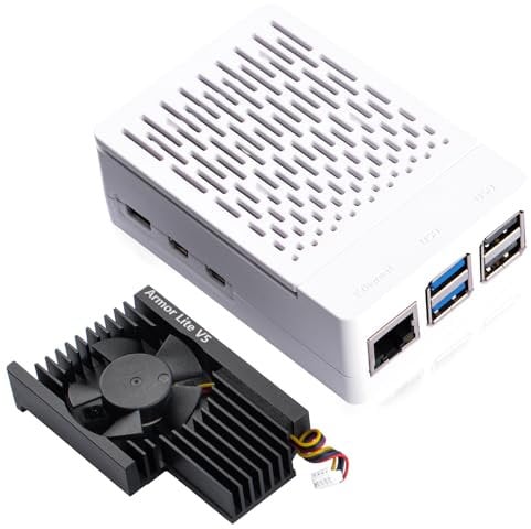 GeeekPi ABS Case for Raspberry Pi 5,with Armor Lite V5 Active Cooler for Raspberry Pi 5 4GB/8GB/16GB, Support Official Pi5 Active Cooler