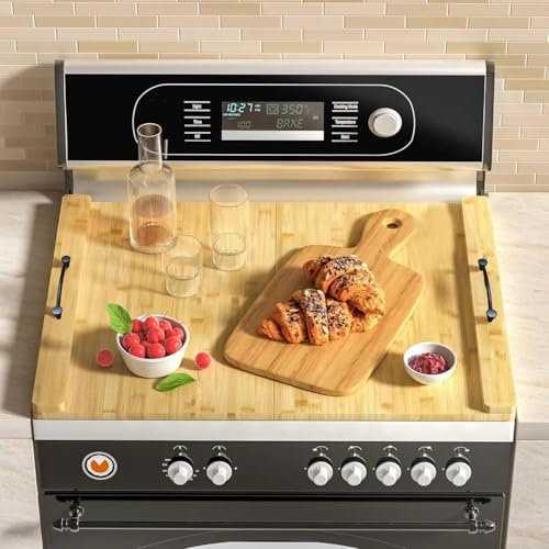 Herdabdeckplatte, Material: Bambus, Maße: 75 x 56 cm, H: 2 cm (inkl. Füße) Farbe: Holzfarben Bambus Schneidebrett Abdeckplatte | SC01