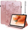 BOLELAW Funda para Huawei MediaPad T3 10 de 9,6 pulgadas, diseño de mariposa en relieve, piel sintética, con soporte para bolígrafo, ranura para tarjetas, color rosa