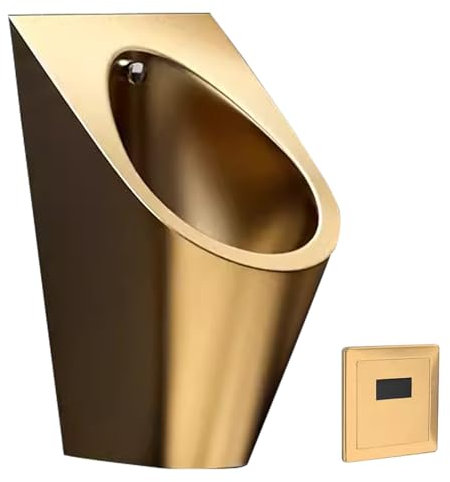 WXXSHGDW Urinal aus Edelstahl 304, an der Wand Montiertes Urinal für Herrenbäder, Sensor Urinal, Bar Urinal, Kommerzielles Urinal, Urinal für Herrenbadezimmer(Gold)