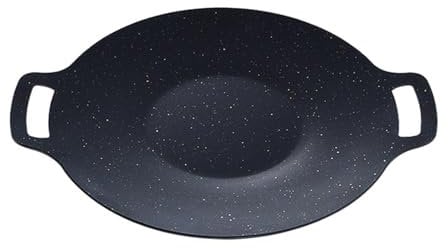 Korean BBQ Grill Pan, Maifan Stone Coating, Stovetops and Induction Compatible,Round Griddle Pan, Korean Grill Pan with Non Stick Coating Baking Tray on Heating Stove for Outdoor