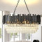 AOOCHOK Modern Kristall Kronleuchter Schwarz Pendelleuchte, Oval Kristall Hängeleuchte, Häengelampe für Wohnzimmer, Esszimmer, Schlafzimmer, Ruheraum, Restaurant, E14 x 8, 80 x 35 cm