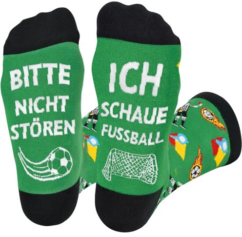 Brightdeal Lustige Fußball Socken mit Spruch Bitte Nicht Stören Ich Schaue Fußball, Geschenke für Männer und Damen Fußball Fanartikel Fußballliebhaber Geburtstag Vatertag Geschenke