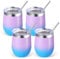 Volhoply 12oz Stainless Steel Wine Tumbler with Lid Bulk 4 Pack,350ml Double Wall Vacuum Stemless Wine Glasses,Metal Travel Coffee Mug with Straw,Insulated Cup Gifts for Christmas（Lavender,4 Set）