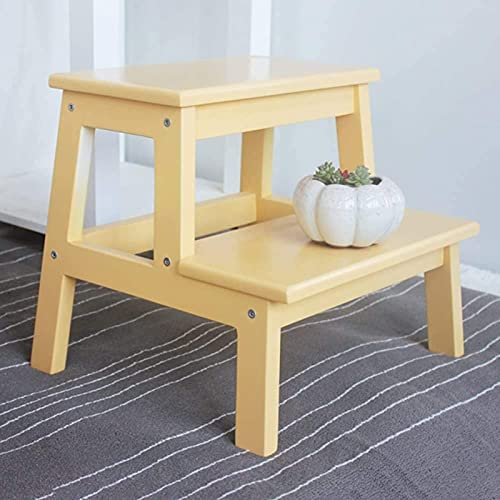 QZQJUILU Escabeau Échelle Bois Massif Changer Ses Chaussures Tabouret Escalier Simple Échelle À 2 Niveaux Escabeau/Vert