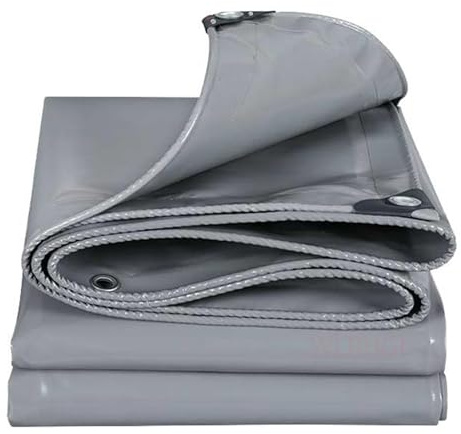 WLRHGl Abdeckplane Wasserdicht, 1 x 3.5 m Plane mit ösen Wasserdicht und Reißfest, Gewebeplane, Waschbare Wetterfeste Tarp für Garden LKW Pool Kaminholz Veranda Teppich WLR010, Grau
