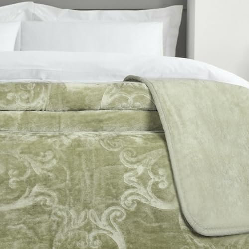 MERCURY TEXTIL - Manta de 180x230 cm, Reversible, Poliéster, Caliente, Suave, Multiusos, Khaki