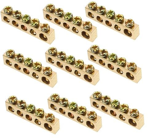 FELTECHELECTR 10pcs Copper Ground Neutral Bar Terminal Block Electrical Distribution Wire Connectors and Easy to Install Grounding Bars for Performance Distribution Boxes