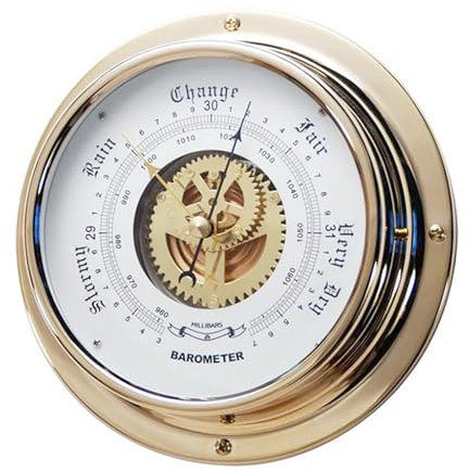 Barometer aus Messing, 180 mm Durchmesser, Maritimes Barometer für Segelschiff, Wetterinstrument, Marine-Wetterstationen