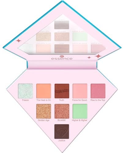 essence Superman eyeshadow palette, Lidschatten, Nr. 02, 9 Farben, langanhaltend, hochpigmentiert, sofortiges Ergebnis, schimmernd, vegan, Nanopartikel frei, ohne Parabene, glutenfrei, 1er Pack (7g)