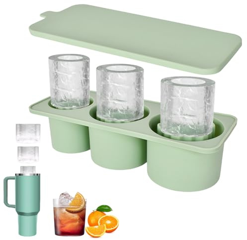 Disnace Silicone Ice Cube Tray for Stanley Cup, Easy-Release Ice Cube Mold Reusable Ice Cube Trays, Silicone Honeycomb Ice Molds for Cocktails, Whiskey, and Iced Coffee, 30-40 Oz, Green