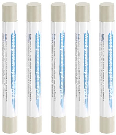 sourcing map 5pcs Wood Filler Sticks Wooden Wax Touch Up Furniture Repair Crayons for Scratch Hole Wood, Taupe Gray