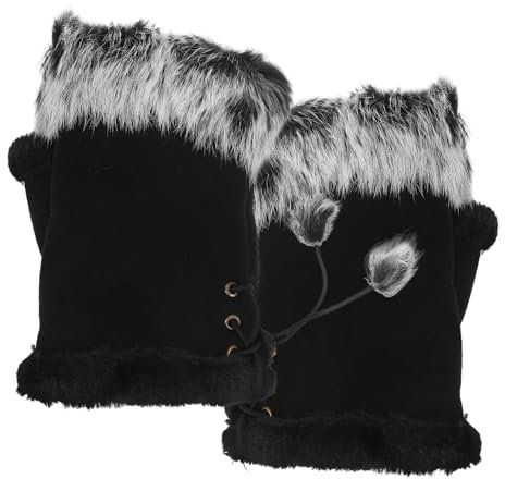 BESPORTBLE Halbfingerhandschuhe Für Damen Warme Wollfäustlinge Fingerlose Winterhandschuhe Mit Verstellbarer Kordel Am Handgelenk Kurze Handschuhe Für Handwärmer Für Smartphone Tablet