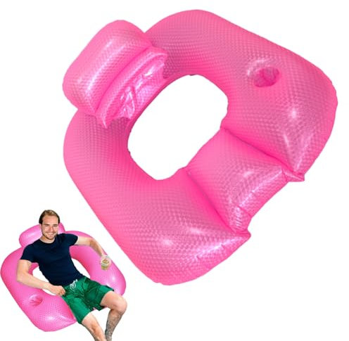 Chaise longue de piscine gonflable avec support de boisson, lit relaxant avec dossier pour les journées chaudes, plage, arrière-cour, bord de piscine