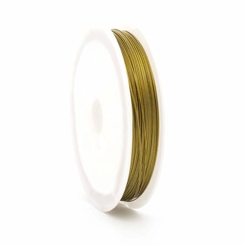 Vintageparts Tigertail Schmuckdraht messingfarben 0,45 mm - 55 m nylonummantelt für Schmuck DIY Bastelprojekte