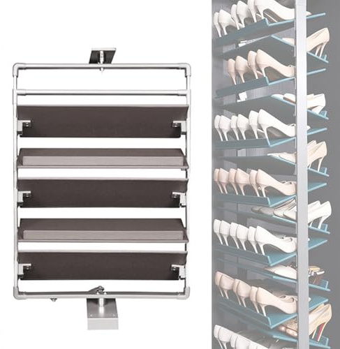 QIUCHIREMAI Drehbares Schuhregal 360 Grad Schrank,Schuhregal Platzsparend Klein Metall,Schmales Regal Schuhschrank,FüR Den Eingang, Schrank, Einfache Montage Gray 10-Layer