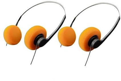 2Pcs Retro Over-Ear Headphone,Vintage Feelings Underwire Headphones,Retro Lightweight Earphones,Hi-Fi Stereo Earphone Headset,Headphone,for Most Mobile Phones Playback Pevices Headphones (Orange)