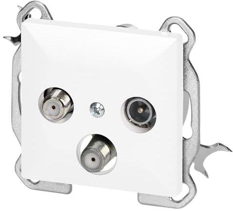 Miratic Antennendose Unterputz IP20 | Enddose für SAT/TV/R und Kabel Anschluss (digital/analog) | Kompatibel mit Rahmen der Pearl-Serie (Weiß)