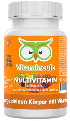 Multivitamin Kapseln - für Erwachsene & Kinder - hochdosiert & vegan - alle A-Z Vitamine - Produktion in Deutschland - laborgeprüft - ohne Jod & Zucker - kleine Kapseln statt Tabletten - Vitamineule®