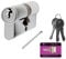 Euro Profile Double Cylinder 70mm 35/35 Lock uPVC Doors SATIN CHROME +4 Keys
