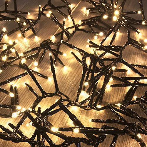 384er Cracker Lichterkette 192 LEDs warmweiß Innen und Außen Kabel schwarzTrafo