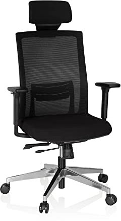 hjh OFFICE 732101 Profi Drehstuhl Captiva Stoff Schwarz Schreibtischstuhl mit Top-Ausstattung, Netzrücken