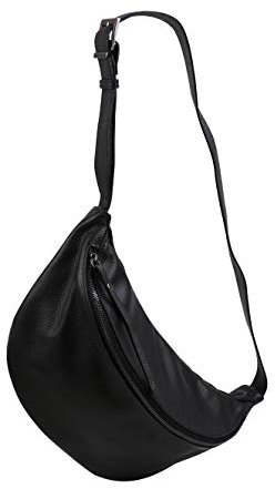 SH Leder echt Leder Damen unisex Brusttasche für Festival Reise mittelgross Hüfttasche Crossbody Bag Frauen Ledertasche 37x21cm Fania G697 (Schwarz)