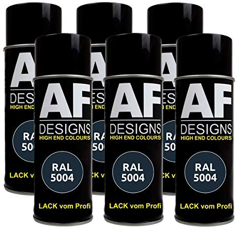 Alex Flittner Designs 6x RAL Lackspray Autolack Buntlack Spraydose RAL5004 SCHWARZBLAU matt