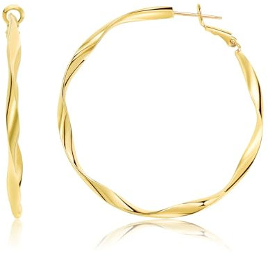 Surrounded Forest 18K Gold Hoop Earrings Lightweight Hoop Earrings for Women Girls Loop Earrings Set 2in