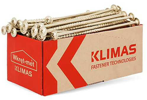 KLIMAS Holzschrauben Torx Tellerkopfschrauben 6,0 x 160 mm 50 Stück | Unterlegscheiben Schrauben Terrasenschrauben Universalschrauben Dachkonstruktion Set TX Gelb