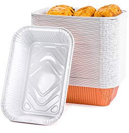 CONTITAL R45G Vaschette Alluminio 2 Porzioni | Teglia Forno Usa e Getta, Contenitori Asporto Bianco/Rame, Teglie per Microonde Monouso - 100 pezzi