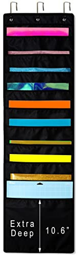 ZENXUS Hängender Organizer, 30,5 x 30,5 cm, Papieraufbewahrung, tiefer Vinyl-Halter, für Karton, Sammelalbum, Bastelpapier, Schnittmatte, 3 Türhaken im Lieferumfang enthalten