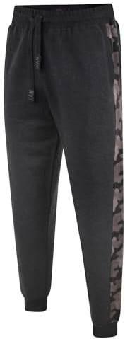 Kam Men's Panelled Camo Camouflage Jogging Bottoms Joggers Jog Elasticated Waist with Drawstring 236 Charcoal 8XL