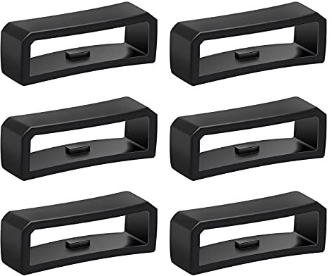 SAVITA 6 Stück Uhrenarmband Schlaufe 20mm, Silikon Uhrenarmbandhalter Ring für Smart Watch Band Armband Ersatz (Schwarz)