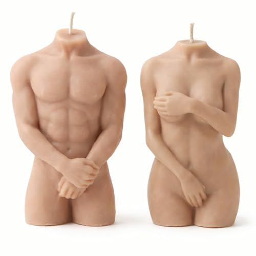 Body Candle Set – Torso Skulpturkerzen aus Sojawachs – Körperkerzen Mann & Frau als Deko & Geschenk, vegan, handmade (Apollo & Artemis nude)