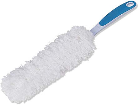 PHYTS Plumero de microfibra plumero de plumero, buen agarre microfibra mano plumero, colector de polvo, cabeza lavable (blanco) mango plumeros