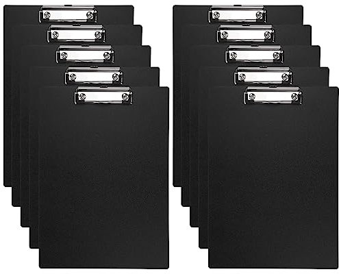 BOMKEE Porte Bloc A4 Avec Pince, Lot de 10 Porte-bloc avec Clips en Métal et Trou de Suspension pour Document au Format A4 pour Bureau et Maison (33 cm x 22.5 cm)