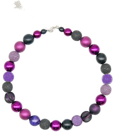 Feliss Handmade Schmuck, Kette Damen, Geburtstagsgeschenk für Frauen, Halskette ca. 45cm lang, Perlenkette, Choker, aesthetic accessoires, lila