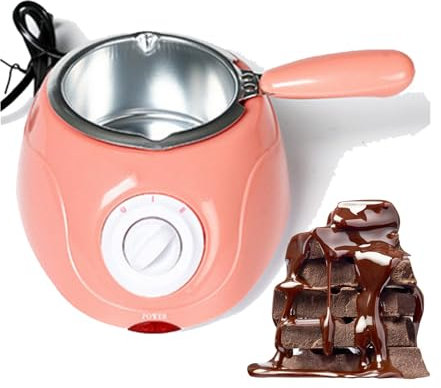 ZPRMMN Chocolate Melting Pot, Electric Chocolate Melter Warmer Fondue Fountain Melting Pot Kit For Melting Chocolate, Candy, Milk, Butter, Cheese (Color : Pink, Size : Chocolate Furnace)