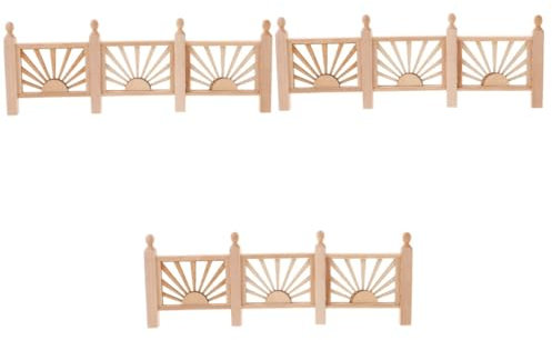 3 Pcs Dollhouse Miniature Railing Model Balcony Mini Fence Tiny Boy Tooth Fairy Railing Mini Deocr for Balcony Wood Fairy Railing Miniature Fencing Wooden Fairy Garden Furniture