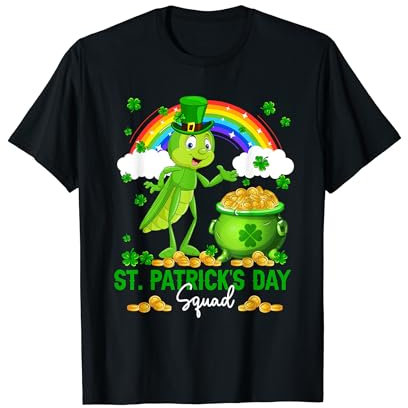 St. Patrick's Day Squad Cricket Costume Shamrocks Rainbow T-Shirt