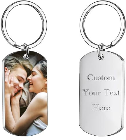 Portachiavi personalizzabile con foto e scritta incisa al laser, Portachiavi casa nuova coppia, Portachiavi commemorativo