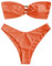 ZAFUL Damen Bandeau-Bikini, O-Ring, trägerlos, Raffhalter, hoher Schnitt, zweiteiliger Badeanzug, 1-orange, Medium