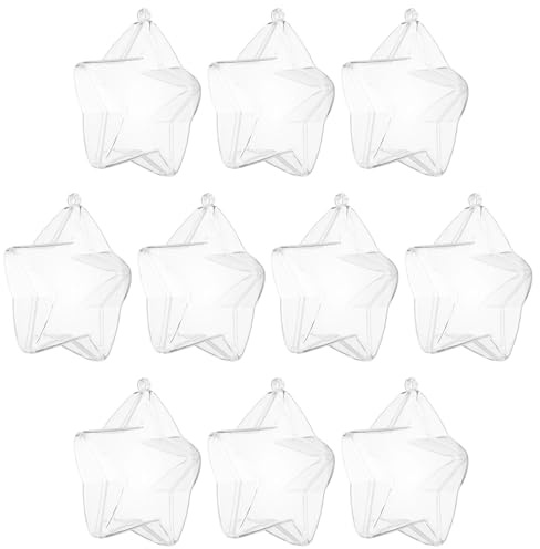 QUARKZMAN 10 Stück klare befüllbare Sternenverzierung, 7 cm hängende | Kunststoffkugeln transparente sternförmige Dekoration Weihnachtssphäre für DIY-Basteln, Party, Hochzeit
