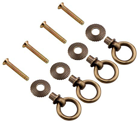 KIMISS 4 Stück/Packung Mini-Schmuckkästchen, schlicht, Schmuckkästchen, Befestigungsgriff, bronzefarbene Schubladengriffe und Knöpfe, 4 Stück, Vintage-Ziehringe, Kosmetik (2 cm Ring,