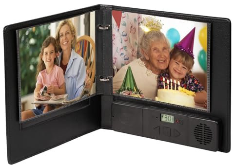 Talking Products, Deluxe Aufnehmbar MP3 Fotoalbum, Sprachaufzeichnung mit über 2 Stunden Gesamt Aufnahmezeit, 30 Seiten. Ideales Erinnerungsbuch und Begrüßungsbuch zur Annahme. Schwarz