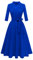 Meetjen Women's Elegant Cocktail Party Dresses Long Sleeve Fit and Flare Modest Church Midi Evening Dress,RoyalBlue,XL