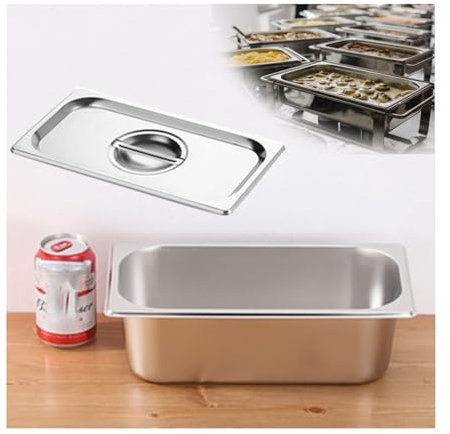 NJDQFA Mahlzeit Zutatenbehälters,Edelstahl Gastro Behälter GN Spülmaschinenfest,Stapelbar Tief Gastronormbehälter,1/3（32.5 * 17.5）,10cm1.2side
